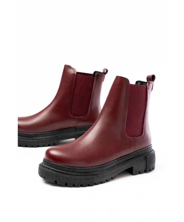 812-2137 Bordo Lastikli Günlük Kadın Bot