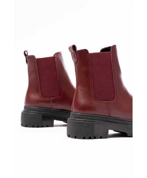 812-2137 Bordo Lastikli Günlük Kadın Bot