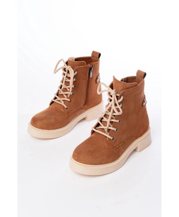02-2003 Taba Süet Bağcıklı Fermuarlı Günlük Kadın Bot