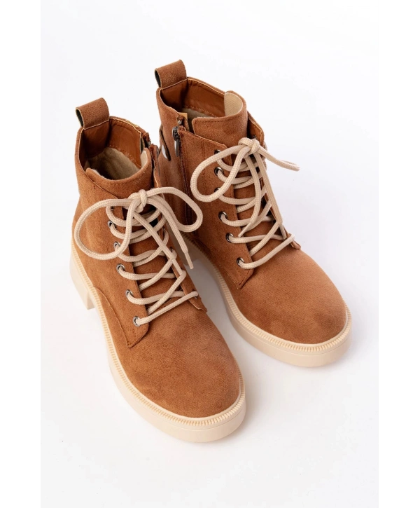 02-2003 Taba Süet Bağcıklı Fermuarlı Günlük Kadın Bot