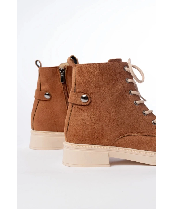 02-2003 Taba Süet Bağcıklı Fermuarlı Günlük Kadın Bot