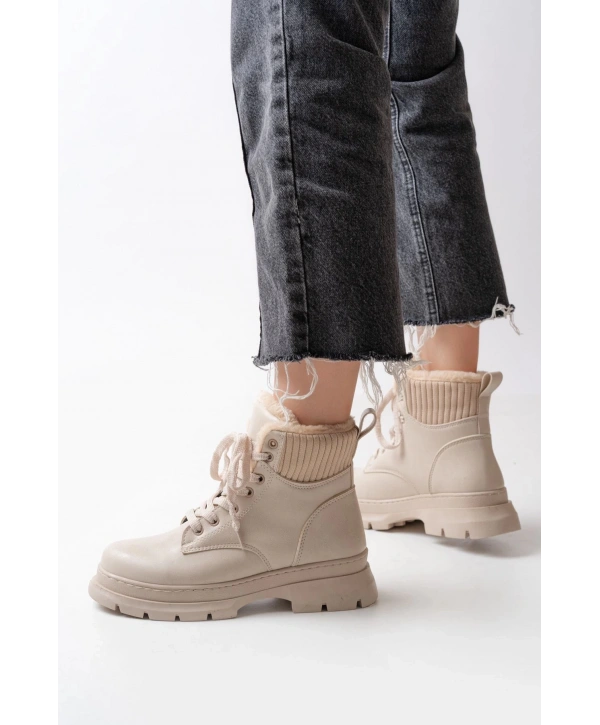 ASM-080 Bej Bağcıklı Günlük Kadın Bot