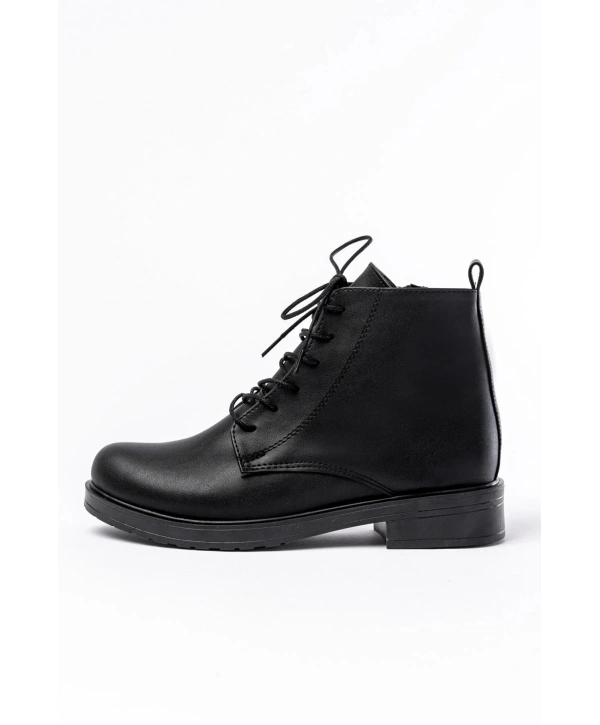 165-225 Siyah Bağcıklı Fermuarlı Günlük Kadın Bot