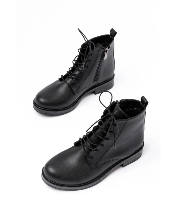 165-225 Siyah Bağcıklı Fermuarlı Günlük Kadın Bot