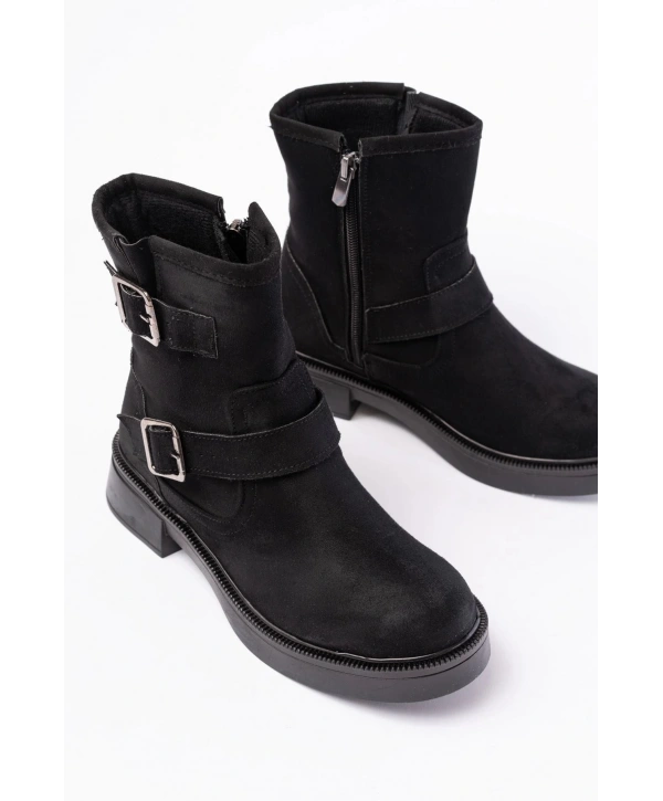 02-2014 Siyah Süet Toka Aksesuarlı Günlük Kadın Bot