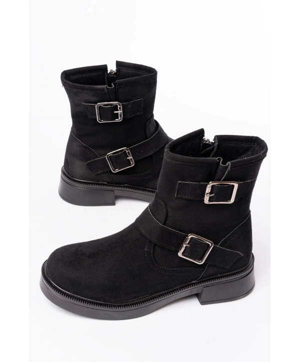 02-2014 Siyah Süet Toka Aksesuarlı Günlük Kadın Bot