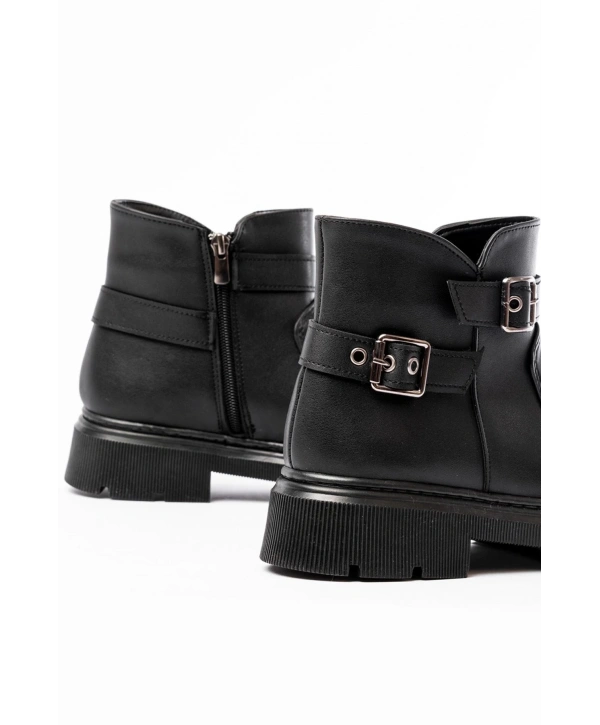 508-3037 Siyah Toka Aksesuarlı Fermuarlı  Günlük Kadın Bot