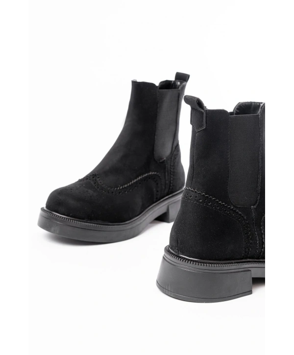 02-2002 Siyah Süet Lastikli Günlük Kadın Bot