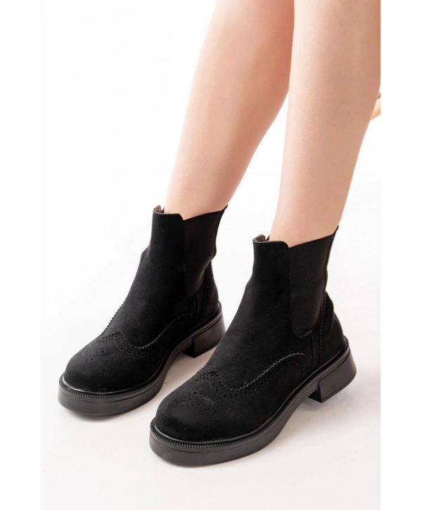 02-2002 Siyah Süet Lastikli Günlük Kadın Bot