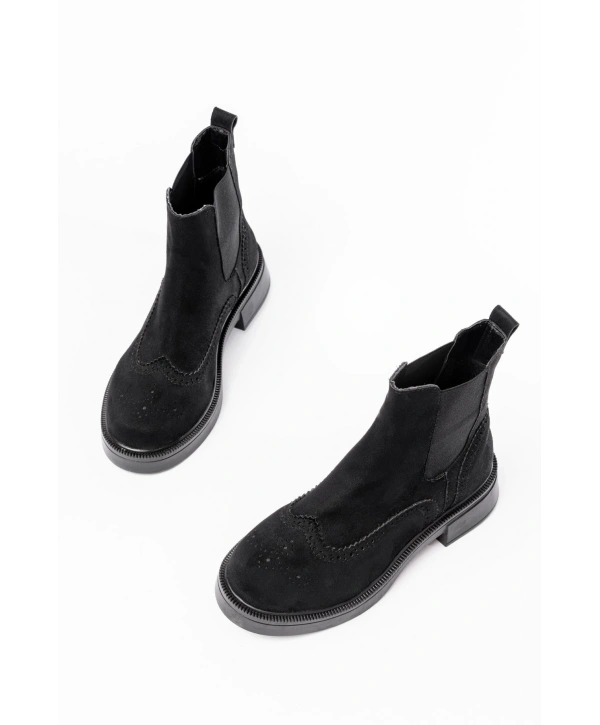 02-2002 Siyah Süet Lastikli Günlük Kadın Bot