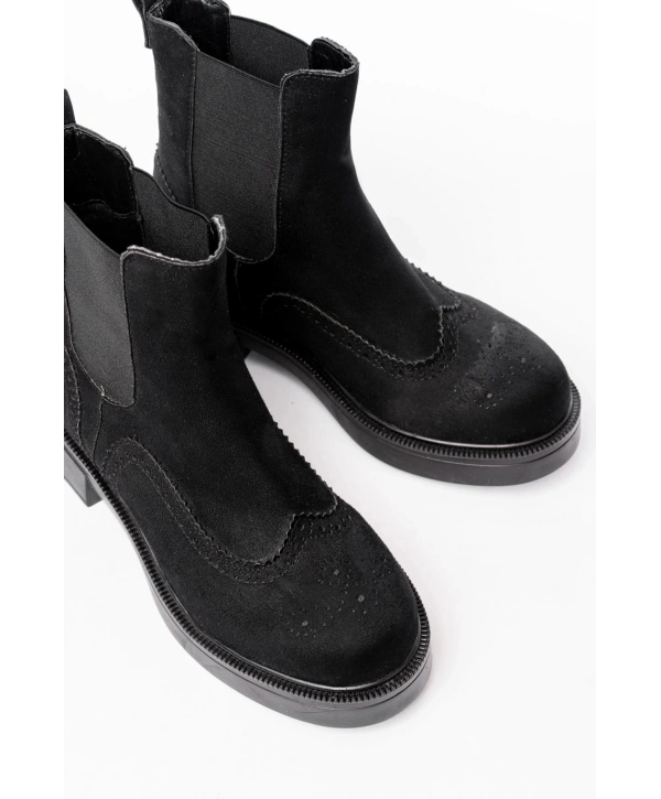 02-2002 Siyah Süet Lastikli Günlük Kadın Bot