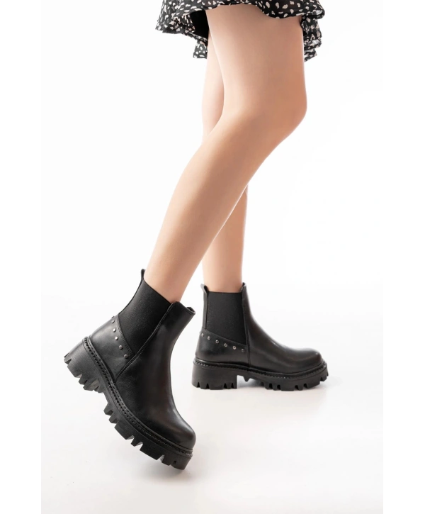 868-2005 Siyah Lastikli Günlük Kadın Bot