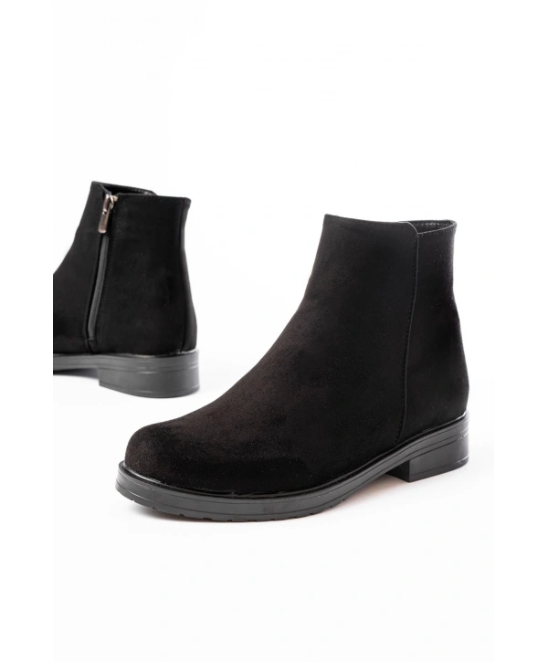 165-204 Siyah Süet Fermuarlı Günlük Kadın Bot