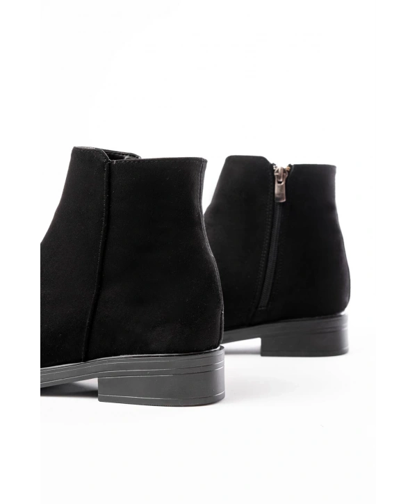 165-204 Siyah Süet Fermuarlı Günlük Kadın Bot