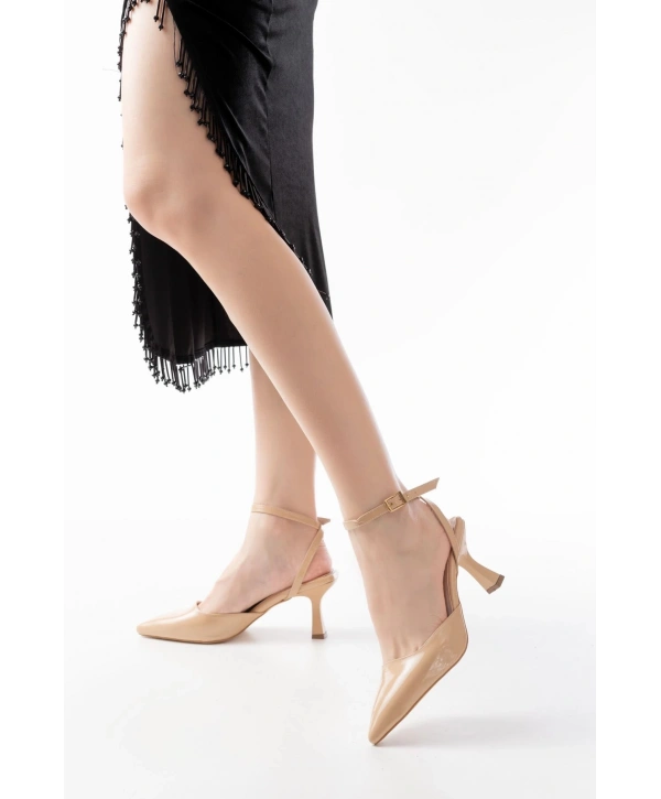 ST-004 Nut Rugan Günlük 7 cm Topuklu Bayan Ayakkabı