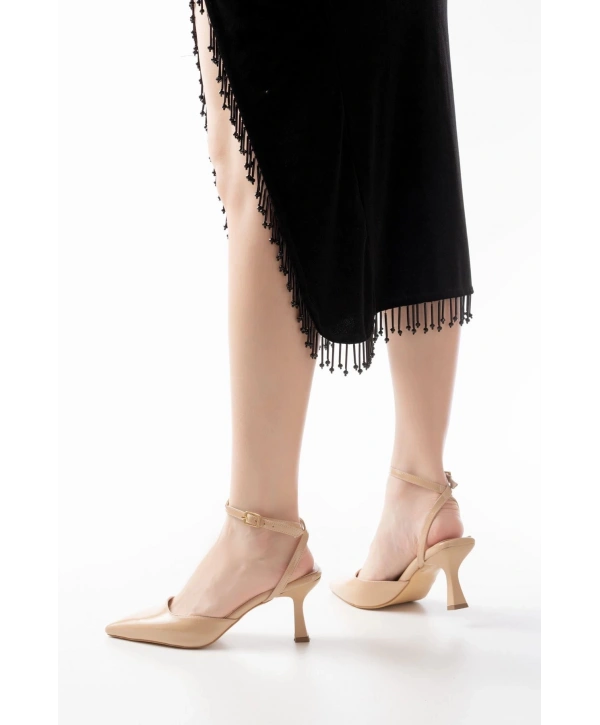 ST-004 Nut Rugan Günlük 7 cm Topuklu Bayan Ayakkabı