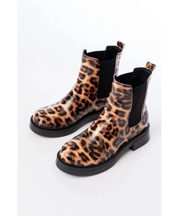 02-2137 Leopar Lastikli Günlük Kadın Bot