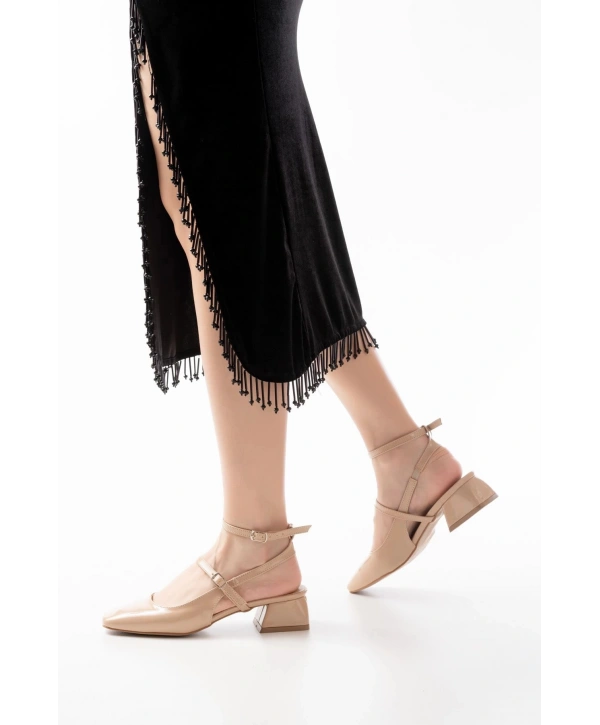 ST-003 Nut Rugan Günlük 4 cm Topuklu Bayan Ayakkabı