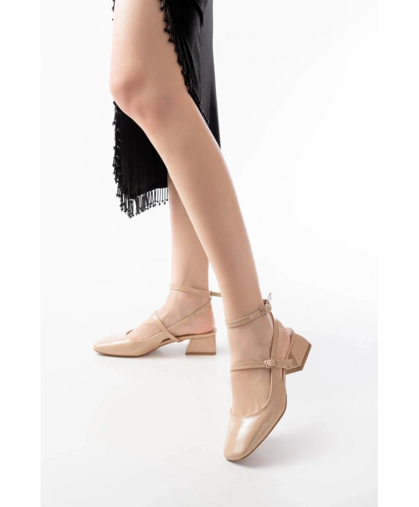 ST-003 Nut Rugan Günlük 4 cm Topuklu Bayan Ayakkabı