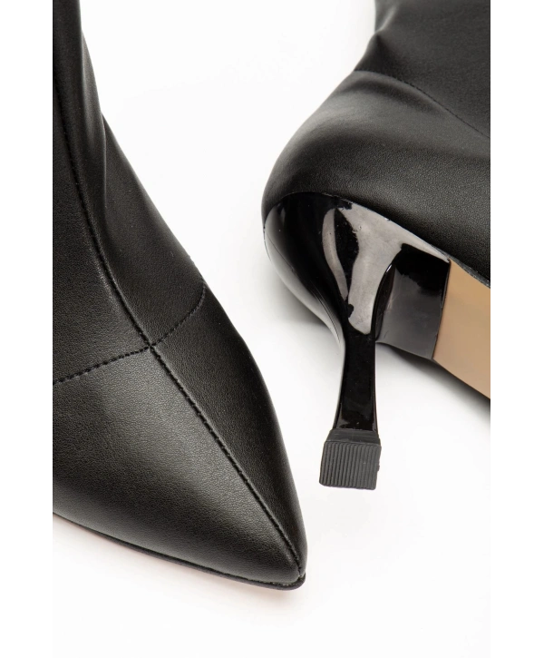 VRT-023 Siyah Yüksek İnce Topuklu Streç Kadın Bot