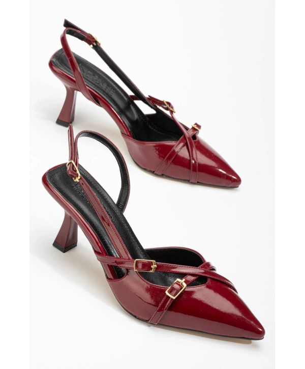 ST-005 Bordo Rugan Günlük 7 cm Topuklu Bayan Ayakkabı