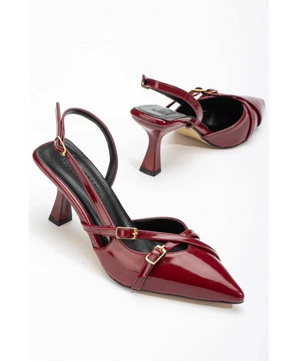 ST-005 Bordo Rugan Günlük 7 cm Topuklu Bayan Ayakkabı