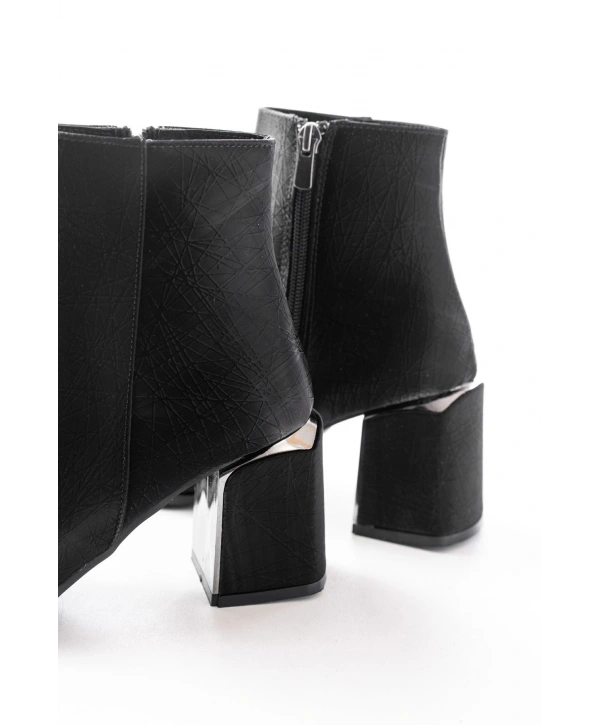 DNZ-410 Siyah Fermuarlı Topuklu Kadın Günlük Bot