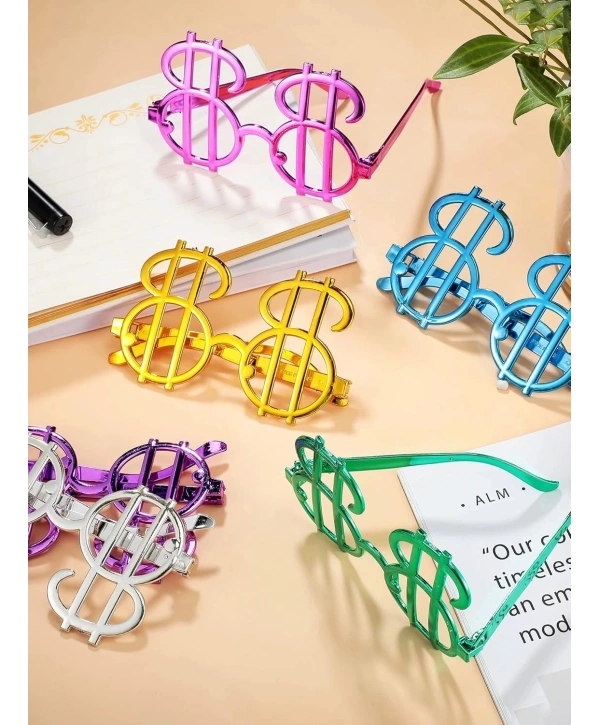 Dolar Şekilli Metalize Parti Gözlüğü 6 Adet