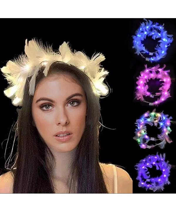 Led Işıklı Rengarenk Yanan 3 Fonksiyonlu Otrişli Parti Tacı Beyaz Renk 12x12 Cm