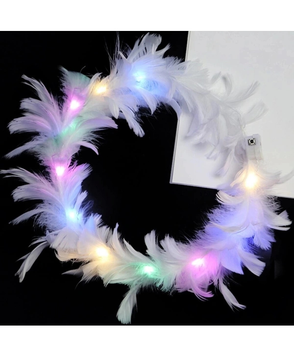 Led Işıklı Rengarenk Yanan 3 Fonksiyonlu Otrişli Parti Tacı Beyaz Renk 12x12 Cm