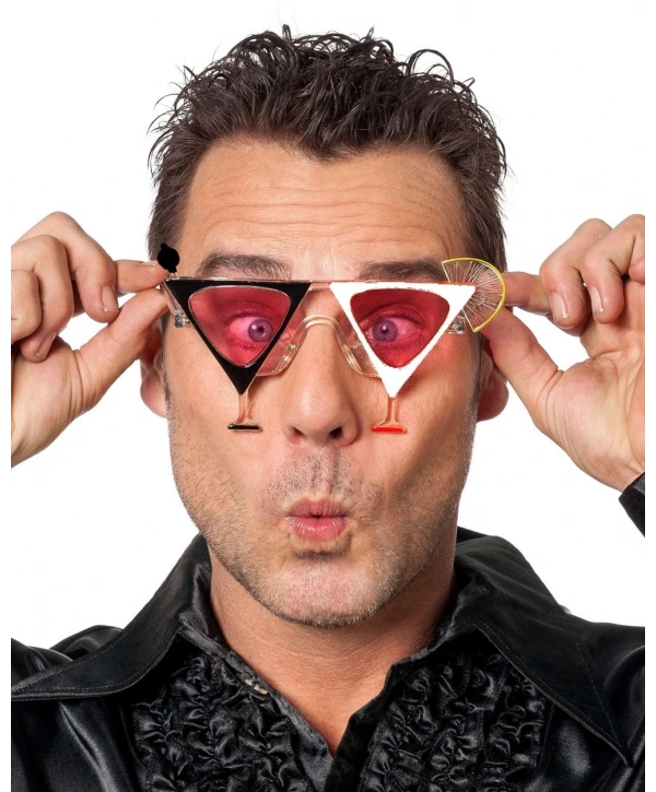 Siyah Beyaz Renk Martini Parti Gözlüğü