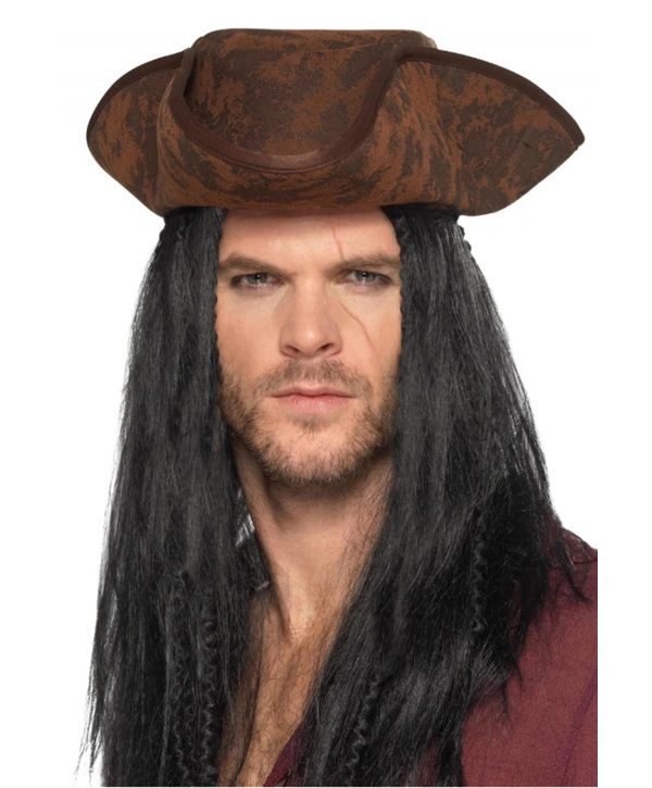 Siyah Saçlı Kaptan Korsan Şapkası