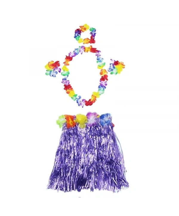 Luau Aloha Hawaii  Kolye Etek Taç Ve Bileklik Seti Mor