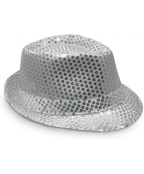 Disko Star Gümüş Payetli Fötr Şapka Yetişkin Boy