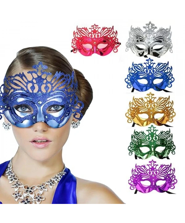 Metalize Hologramlı Balo Venedik Parti Maskesi 6 Renk 6 Adet