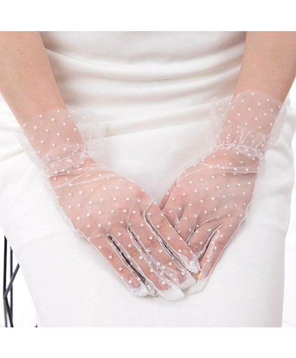 Kısa Boy Güpürlü Beyaz Puantiyeli Tül Eldiven Beyaz Renk