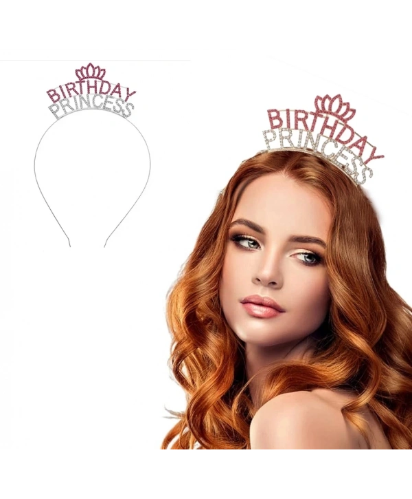 Kristal Taşlı Pembe Birthday Princess Yazılı Parti Tacı 19x11 Cm