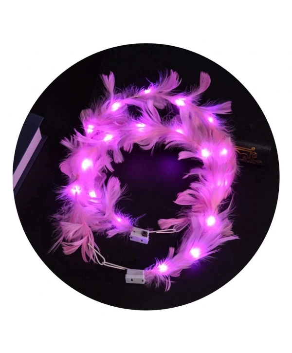 Led Işıklı Rengarenk Yanan 3 Fonksiyonlu Otrişli Parti Tacı Pembe Renk 12x12 Cm