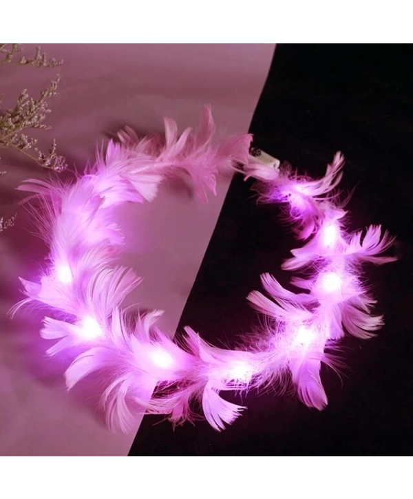 Led Işıklı Rengarenk Yanan 3 Fonksiyonlu Otrişli Parti Tacı Pembe Renk 12x12 Cm