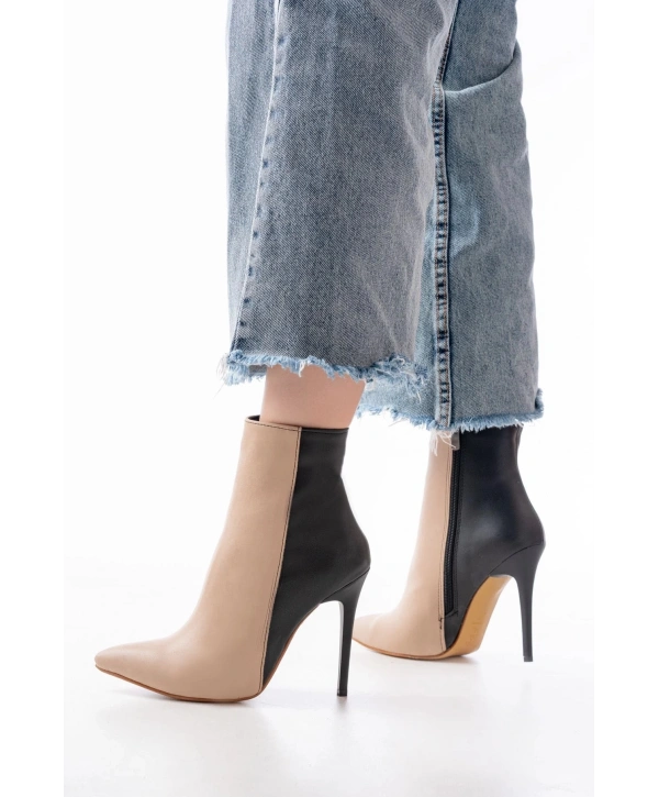 LS-216 Nut Yüksek İnce Topuklu Fermuarlı Kadın Bot