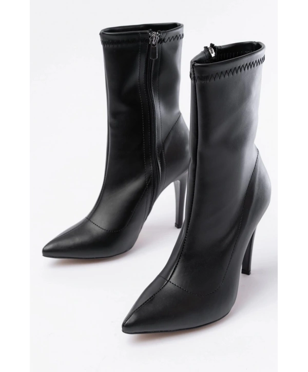 VRT-4811 Siyah Yüksek İnce Topuklu Fermuarlı Kadın Bot