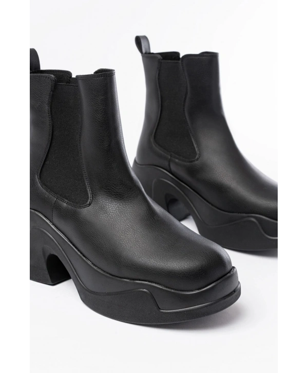 FZ-2400 Siyah Yüksek Tabanlı Lastikli Günlük Kadın Bot