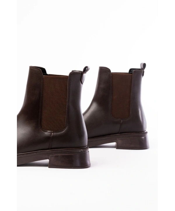 02-2137 Kahverengi Lastikli Günlük Kadın Bot