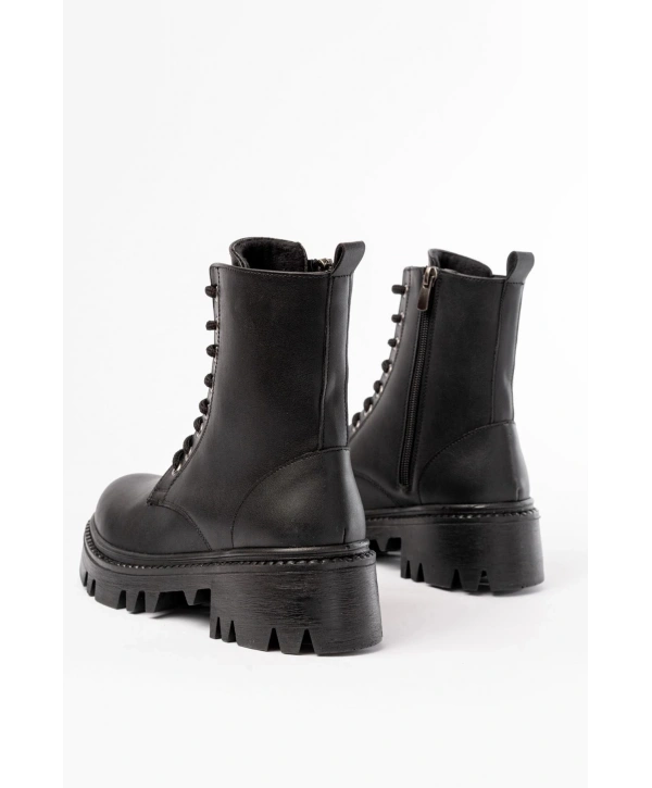 868-356 Siyah Bağcıklı Fermuarlı Günlük Kadın Bot