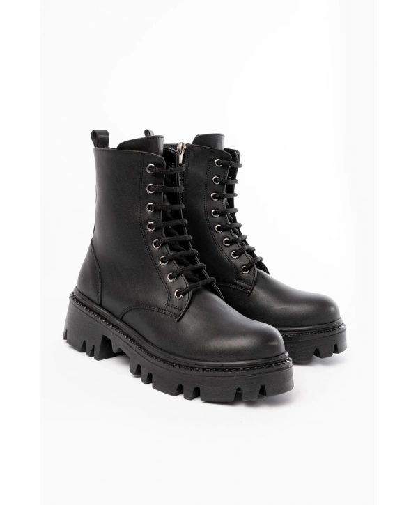 868-356 Siyah Bağcıklı Fermuarlı Günlük Kadın Bot