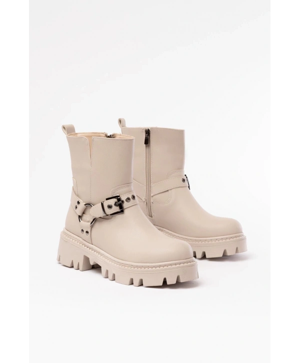 868-2015 Bej Fermuarlı Günlük Kadın Bot