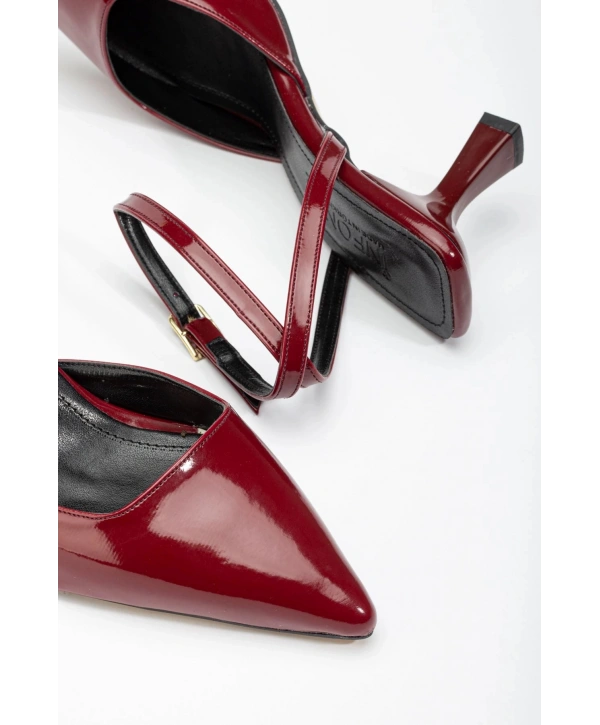 ST-004 Bordo Rugan Günlük 7 cm Topuklu Bayan Ayakkabı