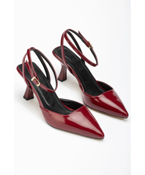 ST-004 Bordo Rugan Günlük 7 cm Topuklu Bayan Ayakkabı