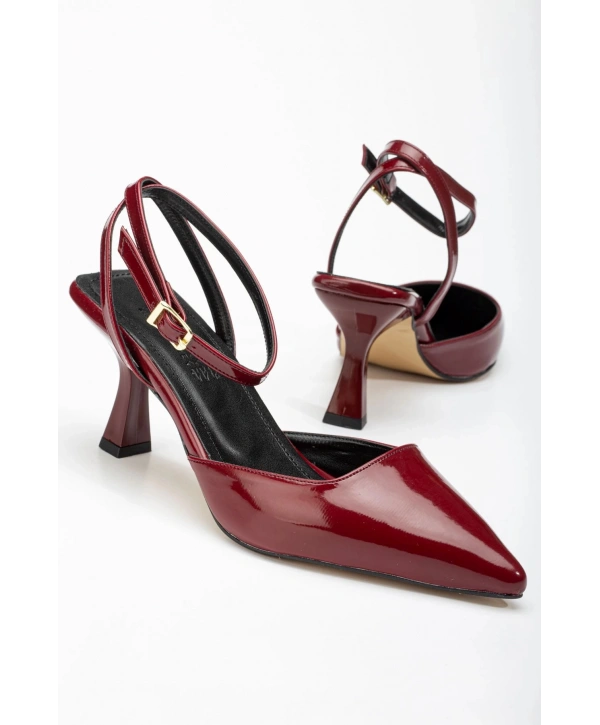 ST-004 Bordo Rugan Günlük 7 cm Topuklu Bayan Ayakkabı