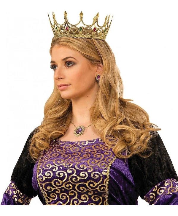 Taşlı Rönesans Kostümlü Kraliyet Ortaçağ Altın Kraliçe Prenses Tacı